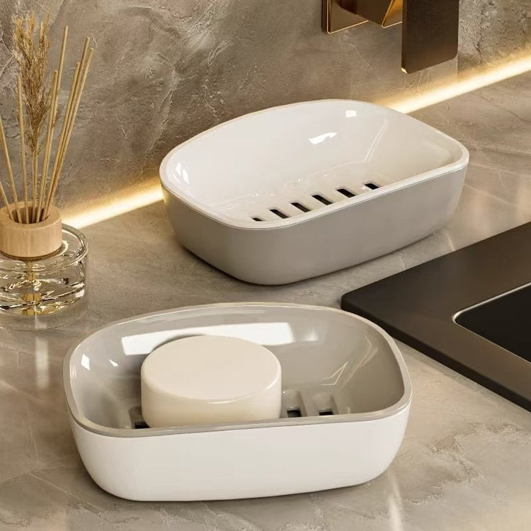Automatic Drain Soap Dish, Double-Layer Design, Easy to Clean for Home Bathroom and Kitchen Use