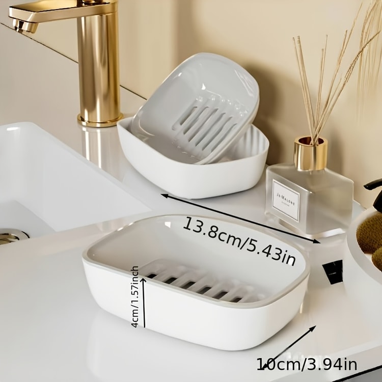 Automatic Drain Soap Dish, Double-Layer Design, Easy to Clean for Home Bathroom and Kitchen Use