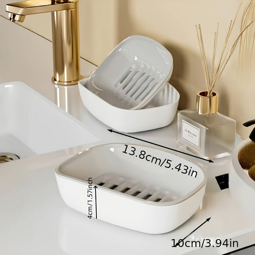 Automatic Drain Soap Dish, Double-Layer Design, Easy to Clean for Home Bathroom and Kitchen Use