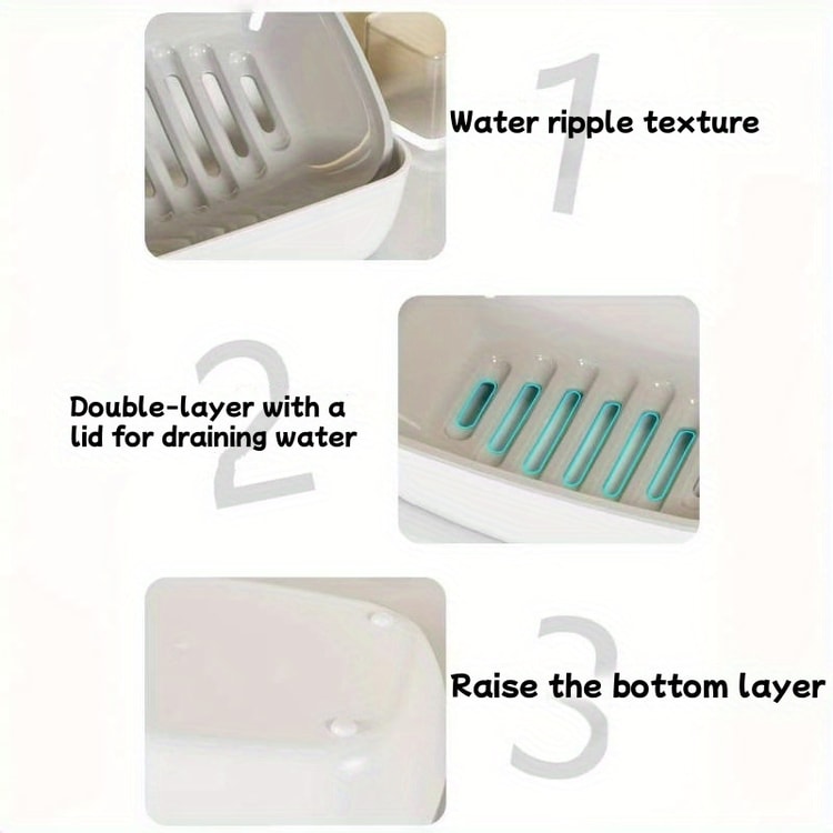 Automatic Drain Soap Dish, Double-Layer Design, Easy to Clean for Home Bathroom and Kitchen Use
