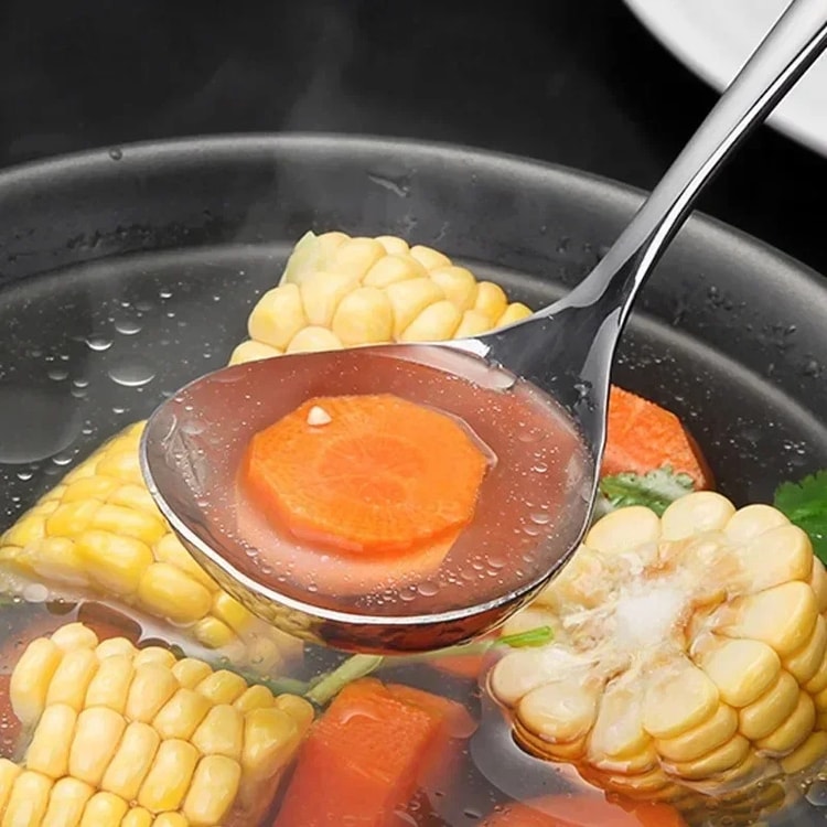 Long Handle Stainless Steel Soup Spoon for Hot Pot Scoops and Home Kitchen Tableware