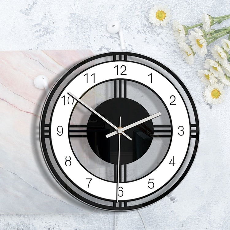 Modern Acrylic Silent Wall Clock Large Quartz Hanging, Battery Operated for Home Decor, Kitchen and Living Room Watch