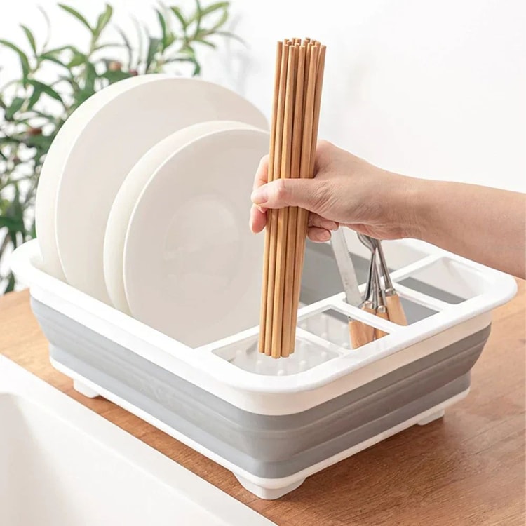 Collapsible Dish Drying Rack – Foldable Kitchen Drainer & Dinnerware Organizer for Camping and Home Use