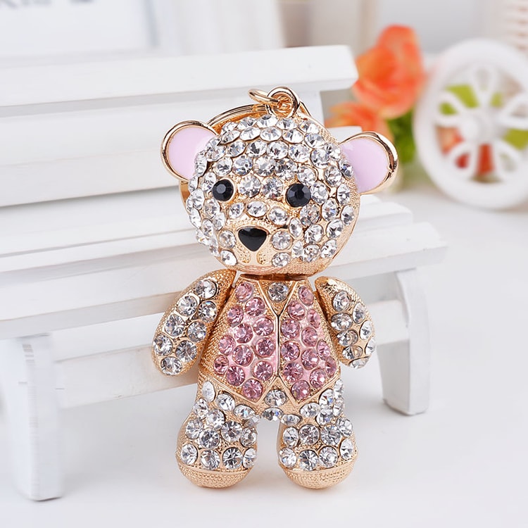 Rhinestone Mini Bear Keychain – A Charming Everyday Accessory
