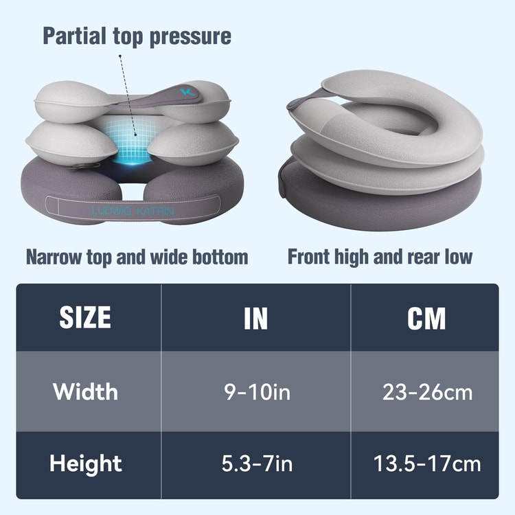 Cervical Neck Traction Device, Inflatable Neck Stretcher Pillow for Instant Neck Decompression, Home Neck Support Brace