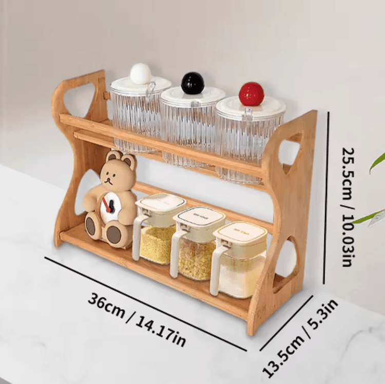 Bamboo Multi Functional Spice Rack and Organizer Kitchen Bathroom and Home Storage